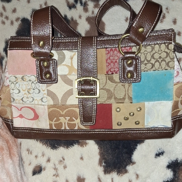 Coach Handbags - Coach Brown and Red Leather Tote with Structured Design